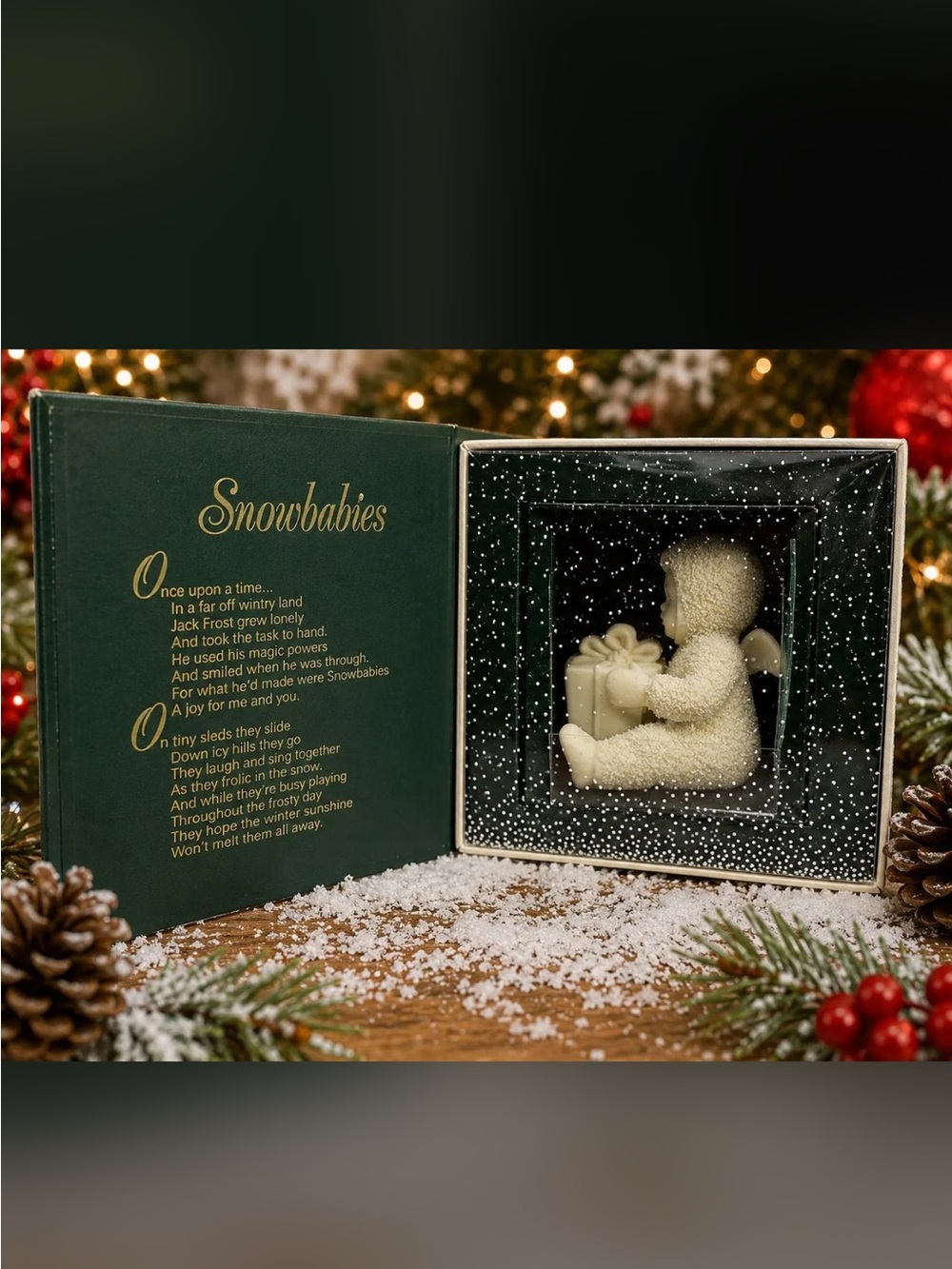 Department 56 Snowbabies Angel Figurine in Cream and Gold Box